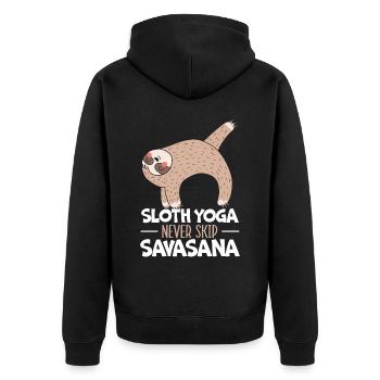 Sloth Yoga Never Skip Savasana Fitness Yoga Sloth - Unisex Premium Organic Zip Hoodie - black - Back - Nico (187cm)