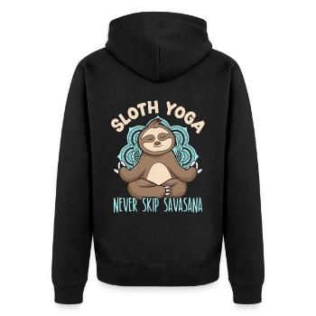 Sloth Yoga Never Skip Savasana Fitness Yoga Sloth - Unisex Premium Organic Zip Hoodie - black - Back - Nico (187cm)