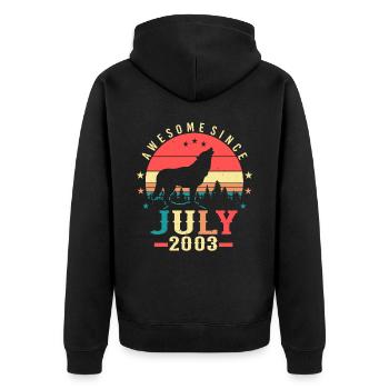 Mois de naissance Juillet 2003 - Veste à capuche bio Premium Unisexe - noir - Dos - Nico (187cm)