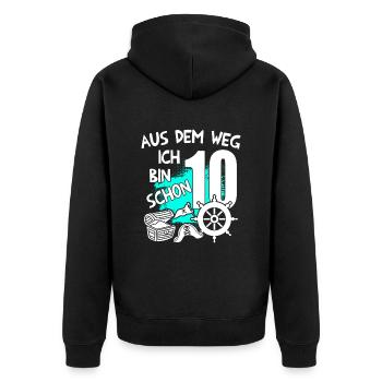 Piraten Geburtstag Ich bin 10 Jahre alt - Unisex Premium Bio Zip Hoodie - Schwarz - Hinten - Nico (187cm)