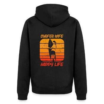 Surf femme Happy Life Wellenreiten Surfen Surfer - Veste à capuche bio Premium Unisexe - noir - Dos - Nico (187cm)