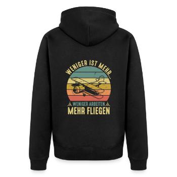 Weniger Arbeiten Mehr Modellfliegen Modellflieger - Unisex Premium Bio Zip Hoodie - Schwarz - Hinten - Nico (187cm)