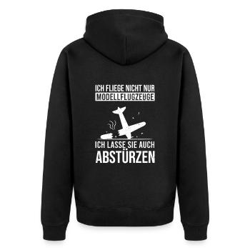 Ich Fliege Nicht Nur Modellflugzeuge Abstürzen - Unisex Premium Bio Zip Hoodie - Schwarz - Hinten - Nico (187cm)