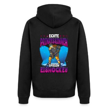 Eishockey Frauen Eishockeyspielerin - Unisex Premium Bio Zip Hoodie - Schwarz - Hinten - Nico (187cm)
