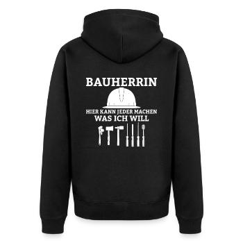 Bauherrin Traumhaus Hausbau Sprüche - Unisex Premium Bio Zip Hoodie - Schwarz - Hinten - Nico (187cm)