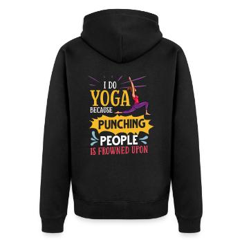 Yoga Licorne Débutant Entraînement Citations Méditation - Veste à capuche bio Premium Unisexe - noir - Dos - Nico (187cm)