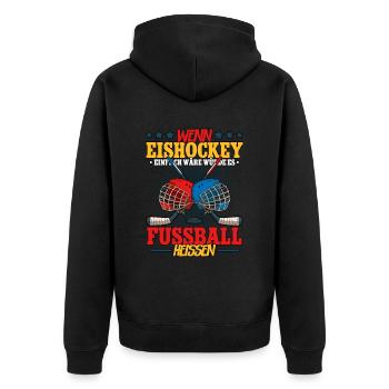 Eishockey Lustig - Unisex Premium Bio Zip Hoodie - Schwarz - Hinten - Nico (187cm)