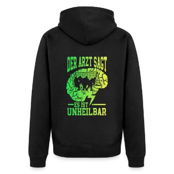 Eishockey Lustig - Unisex Premium Bio Zip Hoodie - Schwarz - Hinten - Nico (187cm)