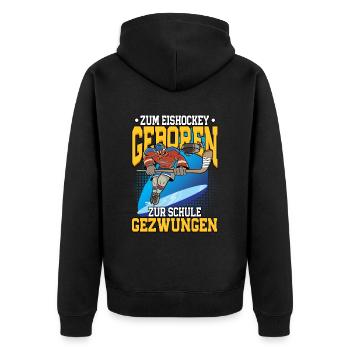 Zum Eishockey geboren Eishockey - Unisex Premium Bio Zip Hoodie - Schwarz - Hinten - Nico (187cm)
