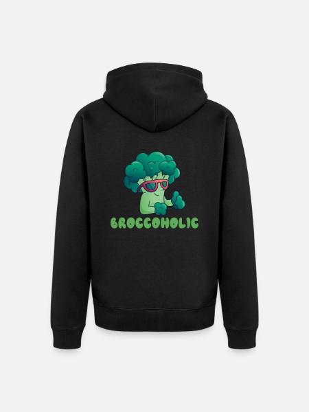 Broccoholic Vegan Vegetarian and Veggie - Unisex Premium Organic Zip Hoodie - black