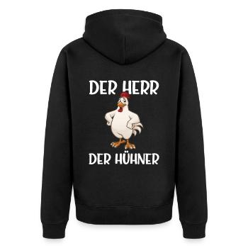 Der Herr der Hühner Hühnerzüchter Chicken Landwirt - Unisex Premium Bio Zip Hoodie - Schwarz - Hinten - Nico (187cm)