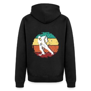 Eishockey Trikot Vintage - Unisex Premium Bio Zip Hoodie - Schwarz - Hinten - Nico (187cm)