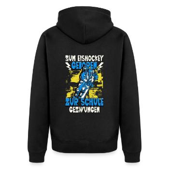 Zum Eishockey geboren Eishockey - Unisex Premium Bio Zip Hoodie - Schwarz - Hinten - Nico (187cm)