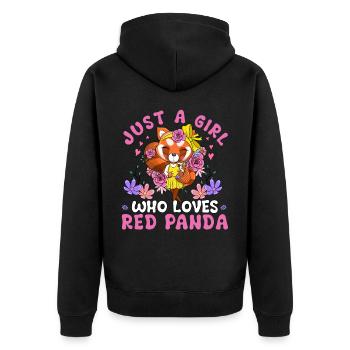 Just a Girl who loves Red Panda - Unisex Premium Bio Zip Hoodie - Schwarz - Hinten - Nico (187cm)