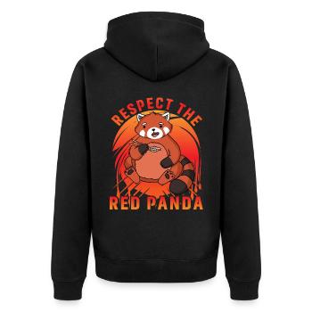 Respect the Red Panda - Unisex Premium Bio Zip Hoodie - Schwarz - Hinten - Nico (187cm)