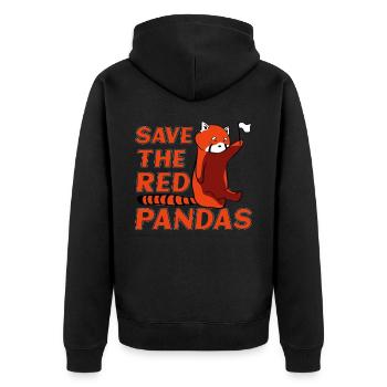 Save the Red Pandas - Unisex Premium Bio Zip Hoodie - Schwarz - Hinten - Nico (187cm)