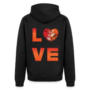 Cat Bear Little Panda Love - Unisex Premium Organic Zip Hoodie - black - Back - Nico (187cm)