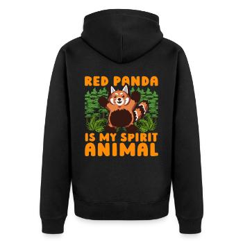 Red Panda is my Spirit Animal - Unisex Premium Bio Zip Hoodie - Schwarz - Hinten - Nico (187cm)