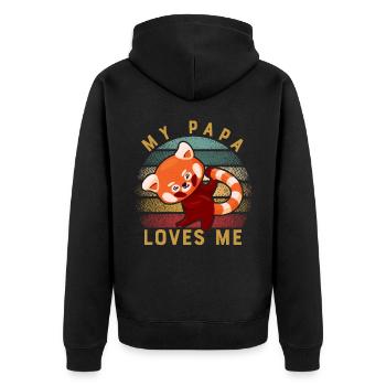 My Papa loves me - Unisex Premium Bio Zip Hoodie - Schwarz - Hinten - Nico (187cm)