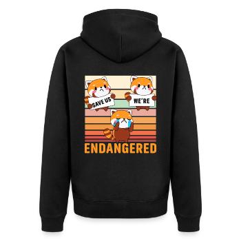 Save us we're Endangered - Unisex Premium Bio Zip Hoodie - Schwarz - Hinten - Nico (187cm)