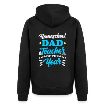 Homeschool Papa Lehrer Des Jahres Homeschooling - Unisex Premium Bio Zip Hoodie - Schwarz - Hinten - Nico (187cm)
