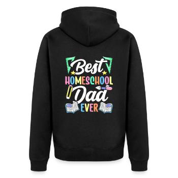 Bester Homeschool Papa Aller Zeiten Homeschooling - Unisex Premium Bio Zip Hoodie - Schwarz - Hinten - Nico (187cm)