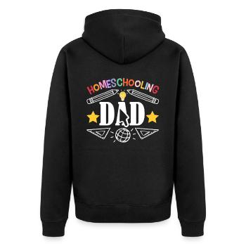 Homeschooling Papa Vatertag Homeschool Vater - Unisex Premium Bio Zip Hoodie - Schwarz - Hinten - Nico (187cm)