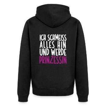 Sarkusmus Spruch Schwarzer Humor Lustiges Ironie - Unisex Premium Bio Zip Hoodie - Schwarz - Hinten - Nico (187cm)