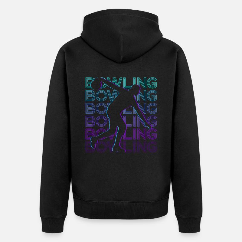 Bowling Bowler Retro Geschenk - Unisex Premium Bio Zip Hoodie - Schwarz