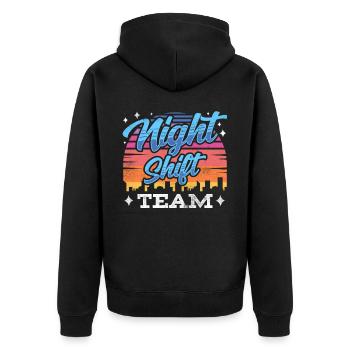 Nachtschicht Team Nacht Schicht Arbeit Kollege - Unisex Premium Bio Zip Hoodie - Schwarz - Hinten - Nico (187cm)
