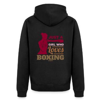 Juste une fille qui aime la boxe - Veste à capuche bio Premium Unisexe - noir - Dos - Nico (187cm)