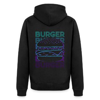 Burger Hamburger Cheeseburger Retro Cadeau - Veste à capuche bio Premium Unisexe - noir - Dos - Nico (187cm)