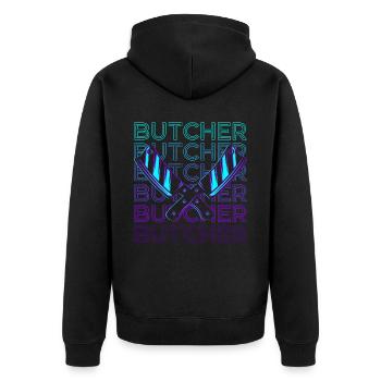 Fleischer Retro Geschenk - Unisex Premium Bio Zip Hoodie - Schwarz - Hinten - Nico (187cm)