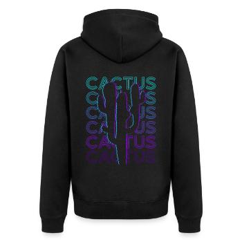 Cactus Cactus Retro Gift - Unisex Premium Organic Zip Hoodie - black - Back - Nico (187cm)