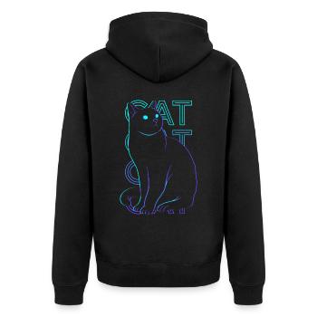 Cat Retro Gift - Unisex Premium Organic Zip Hoodie - black - Back - Nico (187cm)