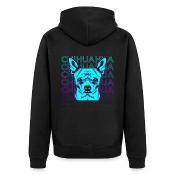 Chihuahua Retro Gift - Unisex Premium Organic Zip Hoodie - black - Back - Nico (187cm)