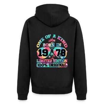 Unique Born 1978 Édition Limitée - Veste à capuche bio Premium Unisexe - noir - Dos - Nico (187cm)