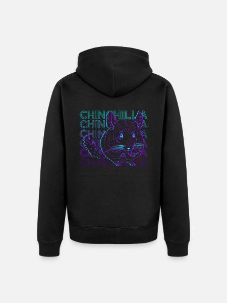 Chinchilla Retro Geschenk - Unisex Premium Bio Zip Hoodie - Schwarz
