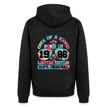 Unique Born 1986 Édition Limitée - Veste à capuche bio Premium Unisexe - noir - Dos - Nico (187cm)