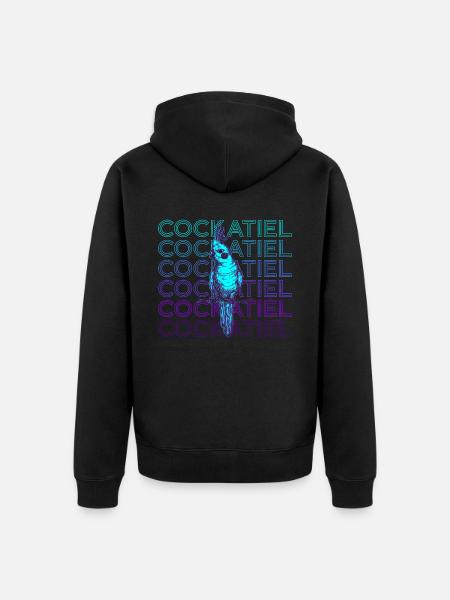 Cockatiel Retro Gift - Unisex Premium Organic Zip Hoodie - black