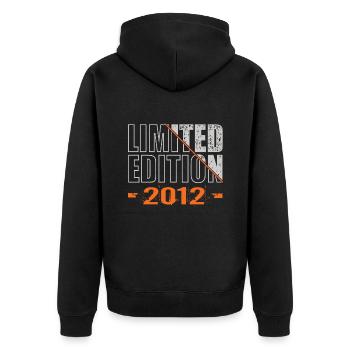 Limited Edition 2012 - Unisex Premium Bio Zip Hoodie - Schwarz - Hinten - Nico (187cm)