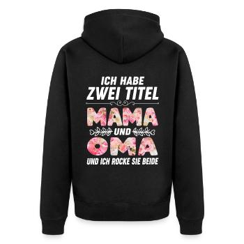 Muttertag Oma Mama Blumen - Unisex Premium Bio Zip Hoodie - Schwarz - Hinten - Nico (187cm)