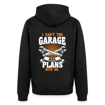 Lustig Autowerkstatt KFZ Mechaniker Autoliebhaber - Unisex Premium Bio Zip Hoodie - Schwarz - Hinten - Nico (187cm)