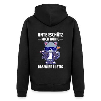 Sarkasmus Katzen Motiv Lustiger Spruch - Unisex Premium Bio Zip Hoodie - Schwarz - Hinten - Nico (187cm)