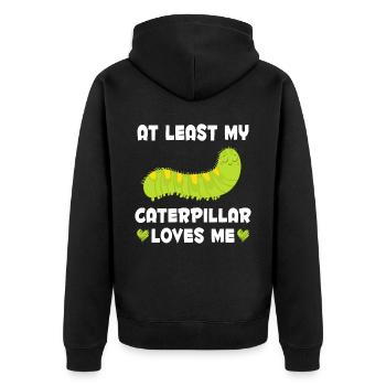 Raupe liebt mich lustig Insektensammler - Unisex Premium Bio Zip Hoodie - Schwarz - Hinten - Nico (187cm)