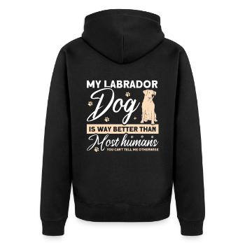 Haustier Labrador Mama Hund Labrador - Unisex Premium Bio Zip Hoodie - Schwarz - Hinten - Nico (187cm)