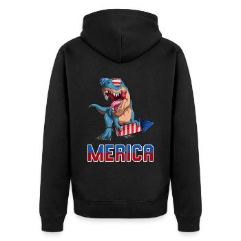 Patriotic Trex American Dino Merica 4 juillet - Veste à capuche bio Premium Unisexe - noir - Dos - Nico (187cm)