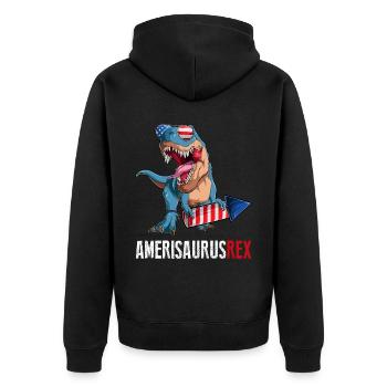 America Trex US Patriotic Dino 4 juillet - Veste à capuche bio Premium Unisexe - noir - Dos - Nico (187cm)