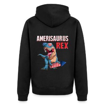 American Trex US Patriotic Dino 4 juillet - Veste à capuche bio Premium Unisexe - noir - Dos - Nico (187cm)