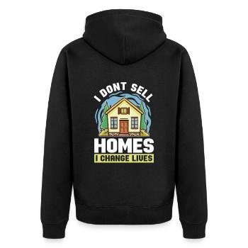 Je ne vends pas de maisons pour les agents immobiliers - Veste à capuche bio Premium Unisexe - noir - Dos - Nico (187cm)